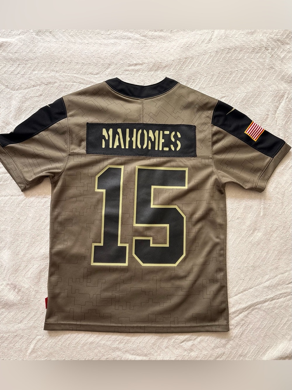 Official Nike NFL Mahomes jersey in the unique Salute to Service camo design.